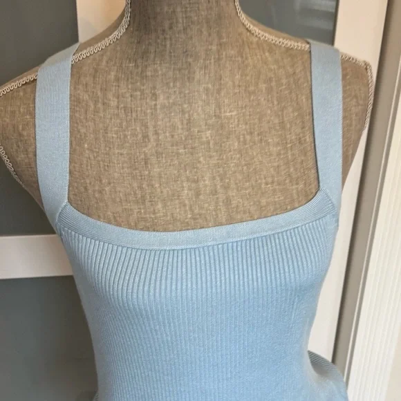 Ribbed Square Neck Sweater Tank Airy Blue- Like New - Picture 7 of 11